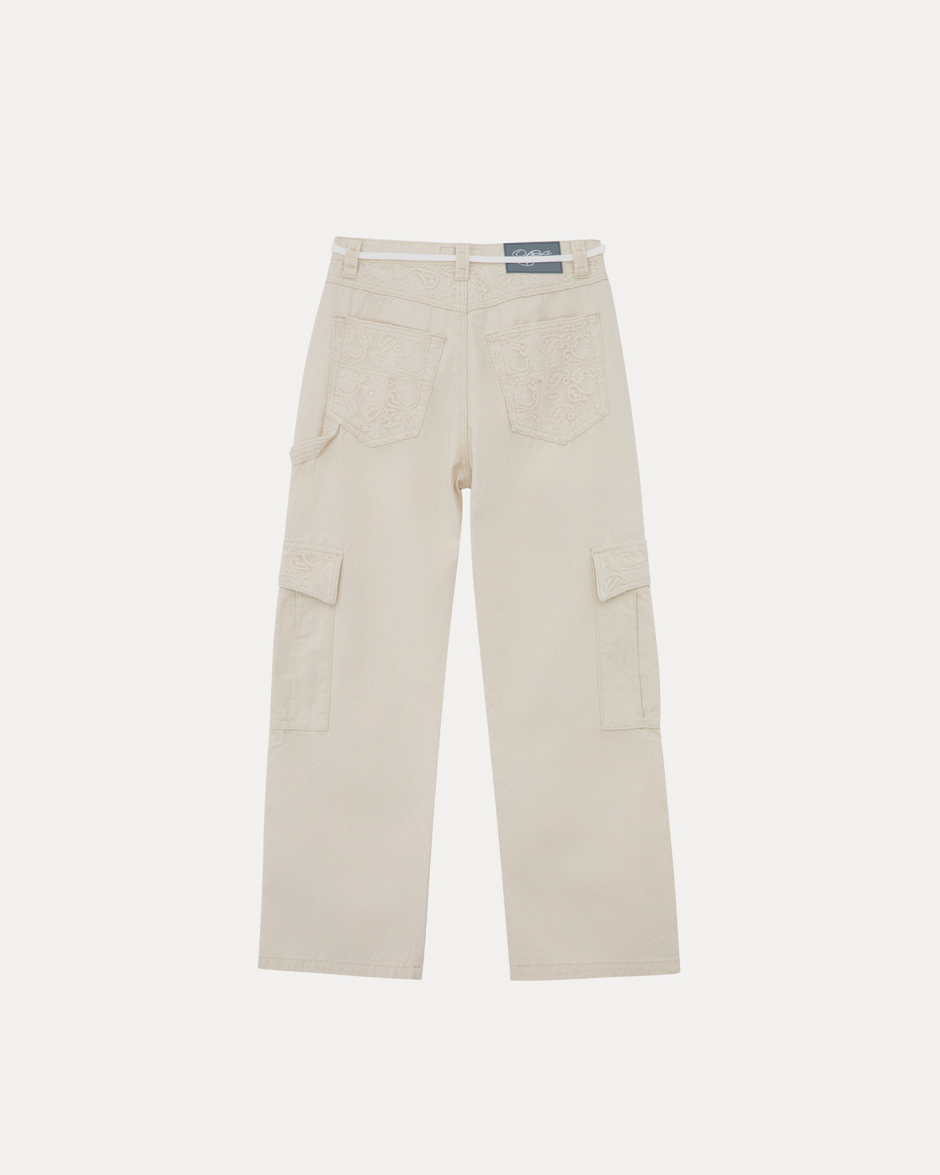 lakai-wide-leg-lace-applique-cargo-hose-natural image 2