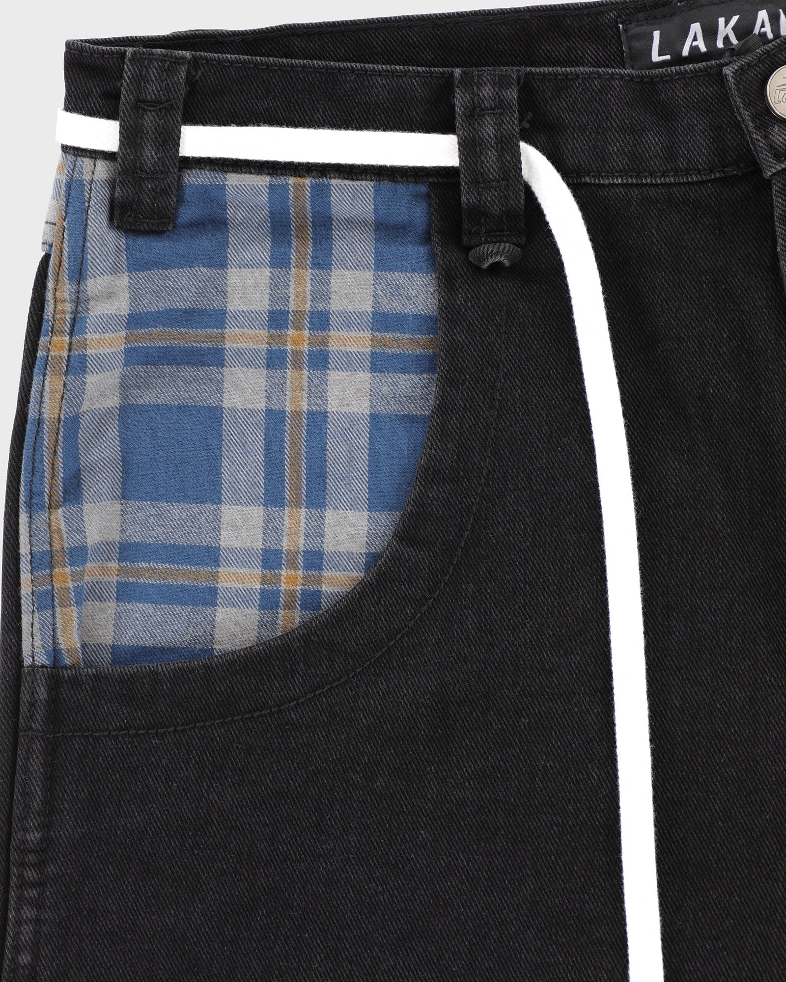 lakai-plaid-contrast-wide-leg-jeans-black-13-7oz image 5