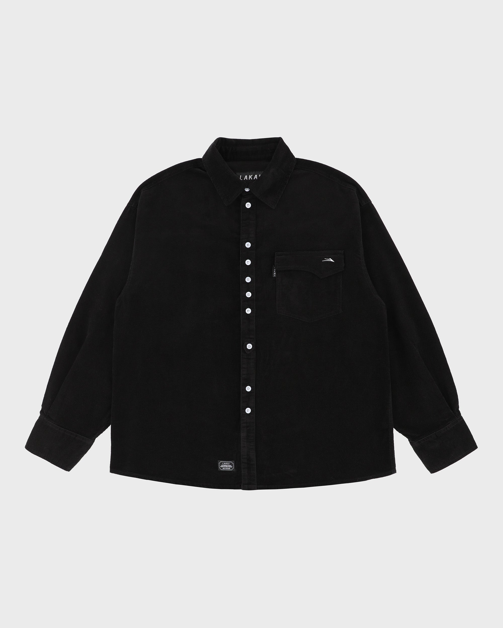 lakai-stacked-placket-corduroy-hemd-langarm-schwarz image 1