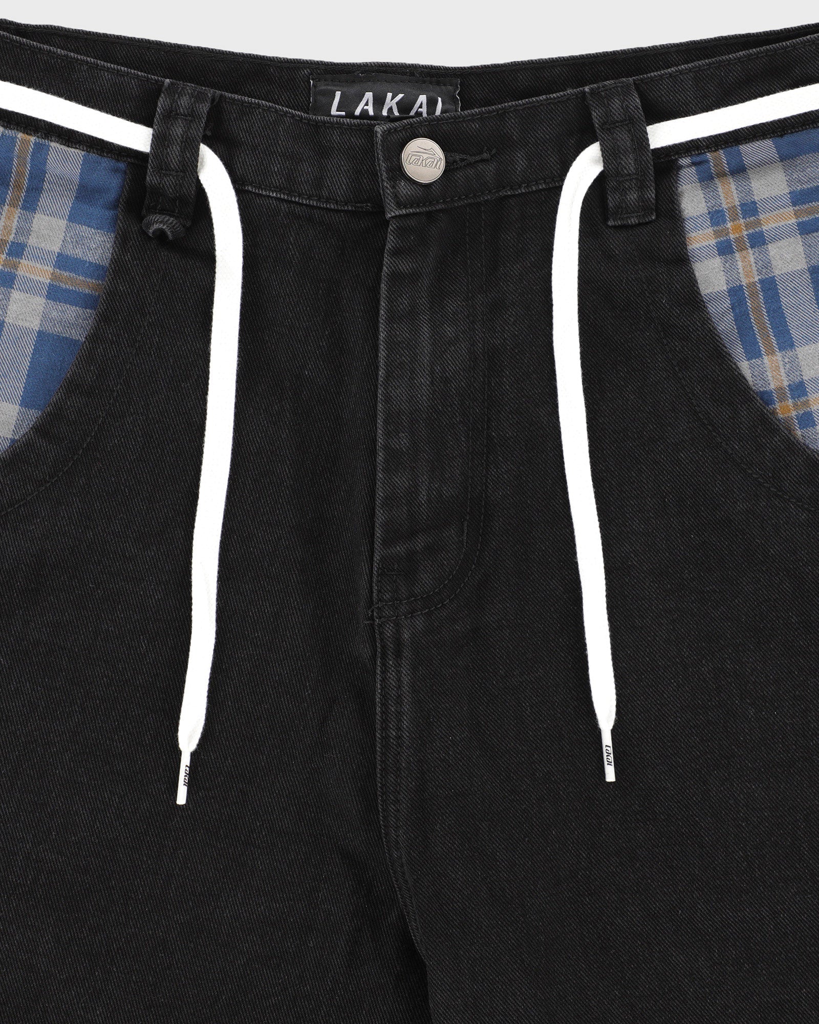 lakai-plaid-contrast-wide-leg-jeans-black-13-7oz image 4