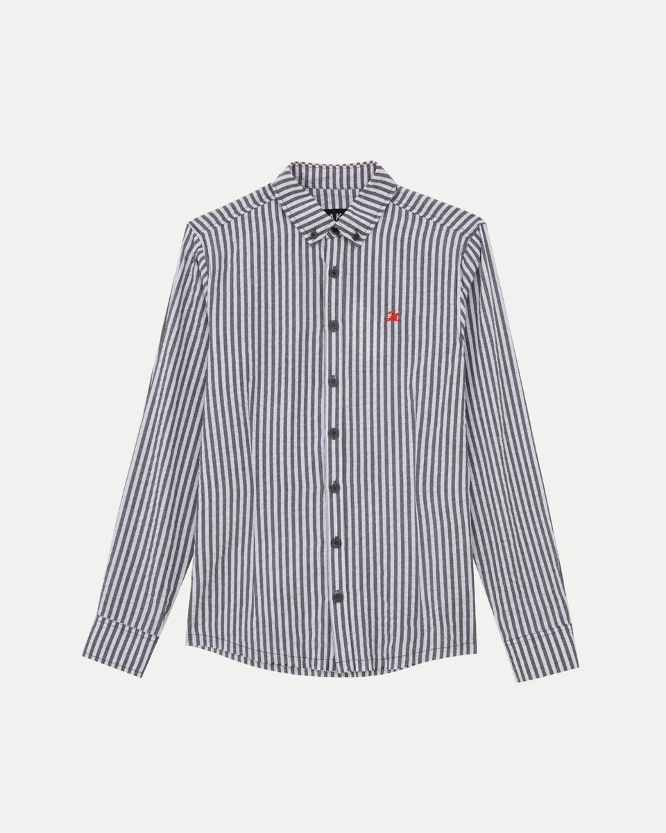 lakai-langarm-hemd-button-down-black-white-stripe image 1