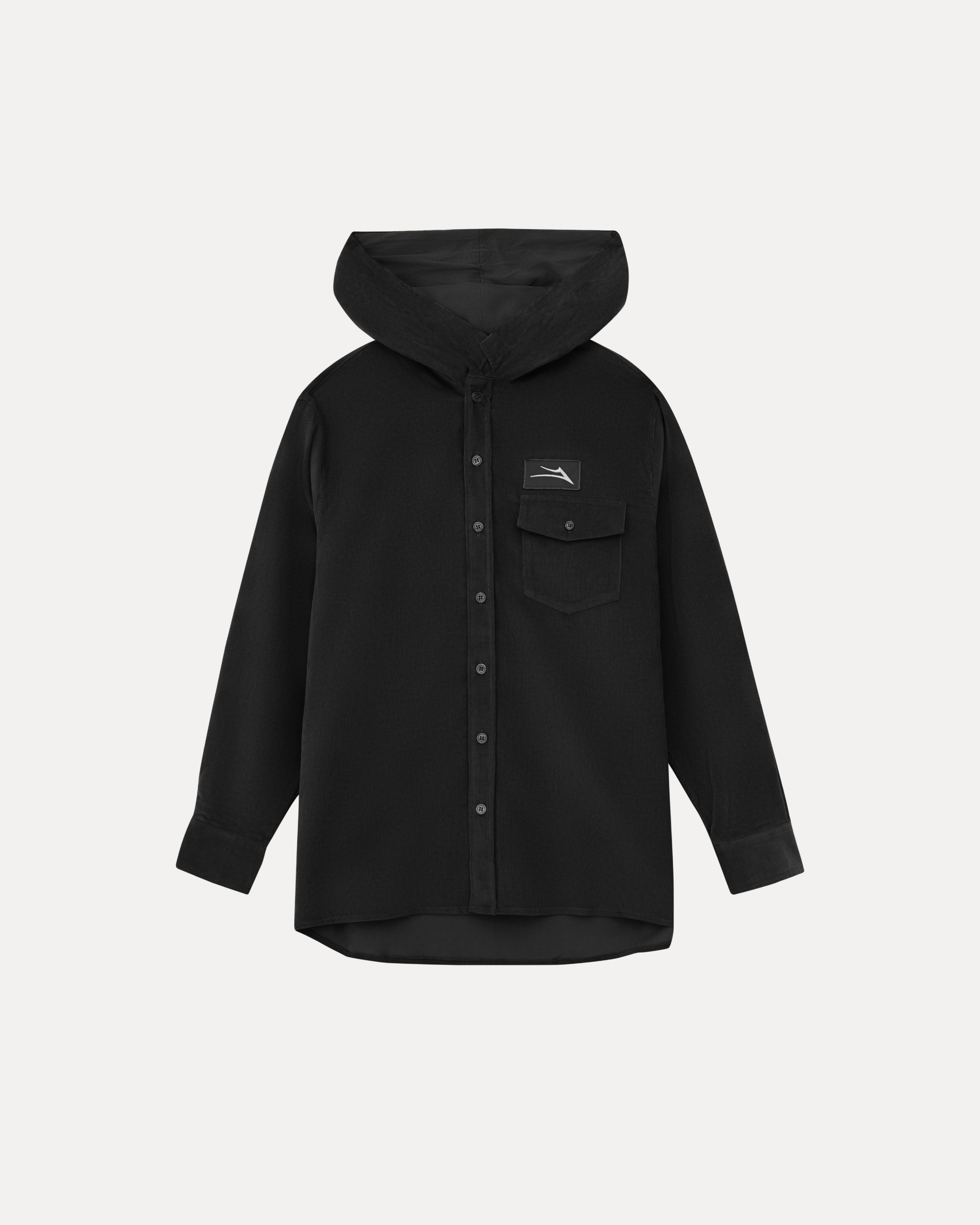 lakai-hooded-corduroy-button-up-shirt-schwarz image 1