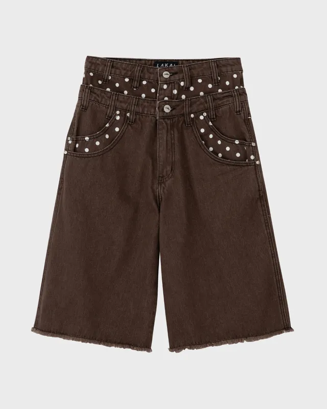 lakai-double-waisted-jumbo-jorts-brown-polka image 1