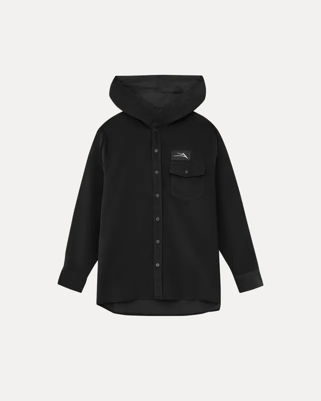 lakai-hooded-corduroy-button-up-shirt-schwarz image 1