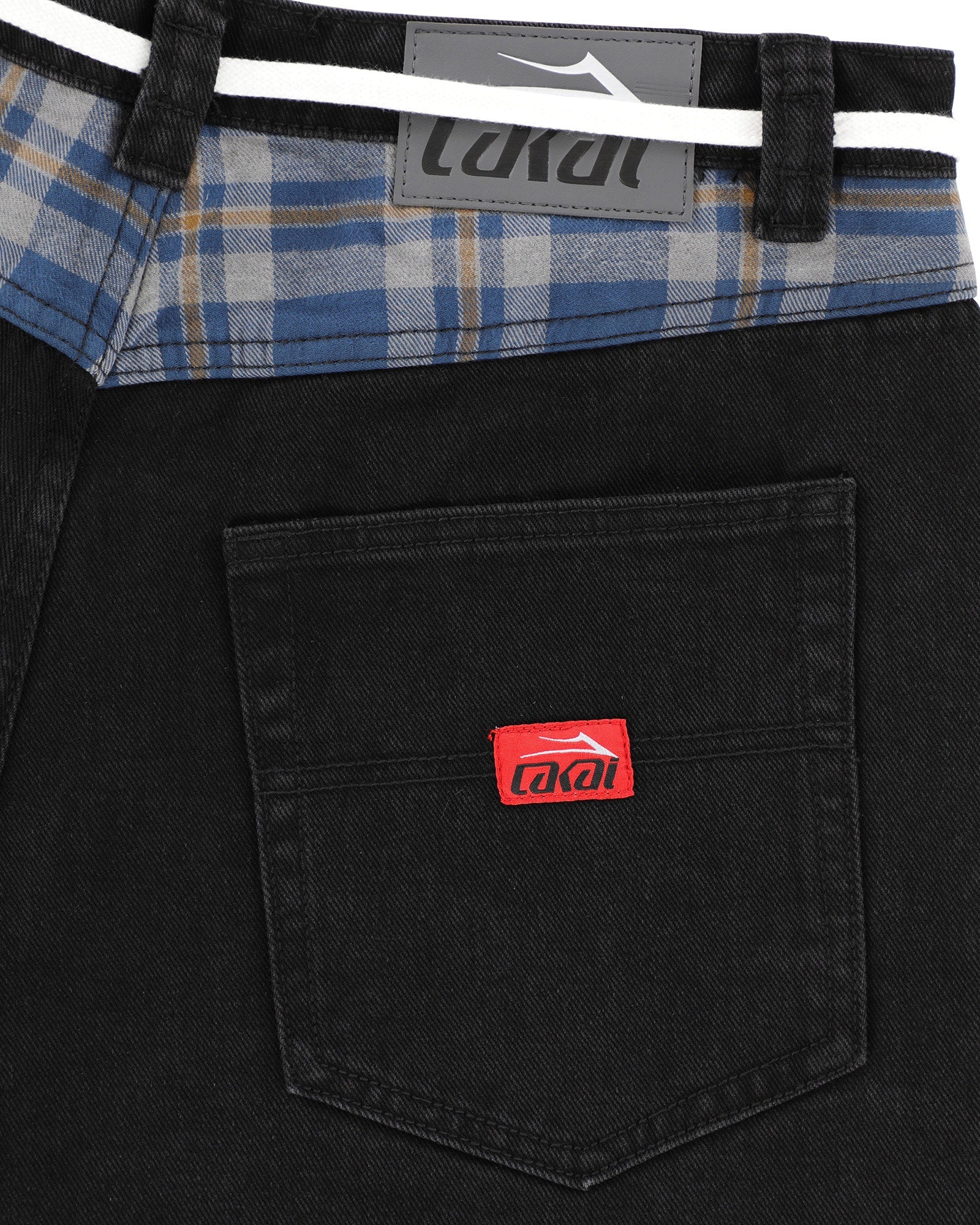 lakai-plaid-contrast-wide-leg-jeans-black-13-7oz image 7