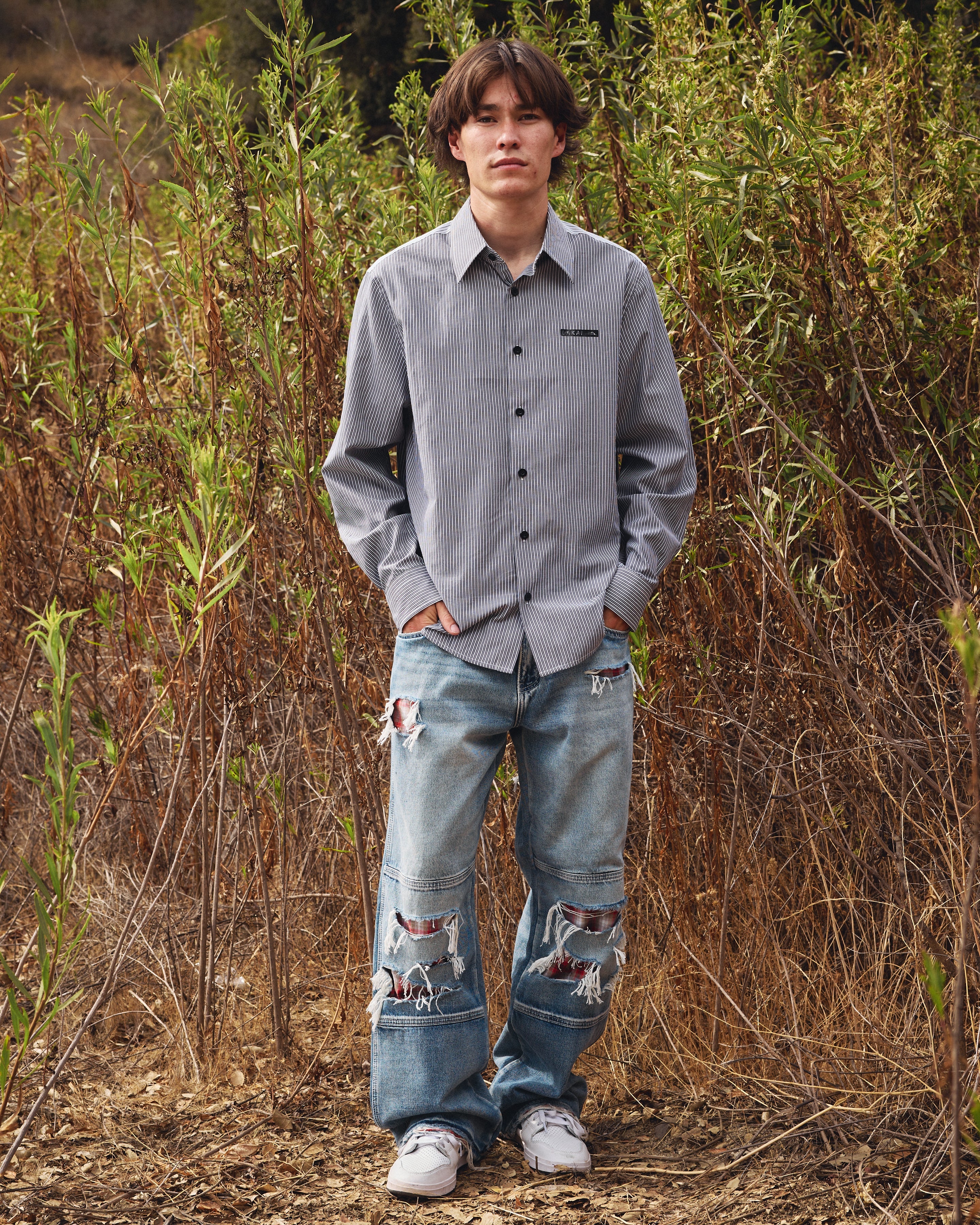 lakai-button-down-contrast-panel-langarmhemd image 2