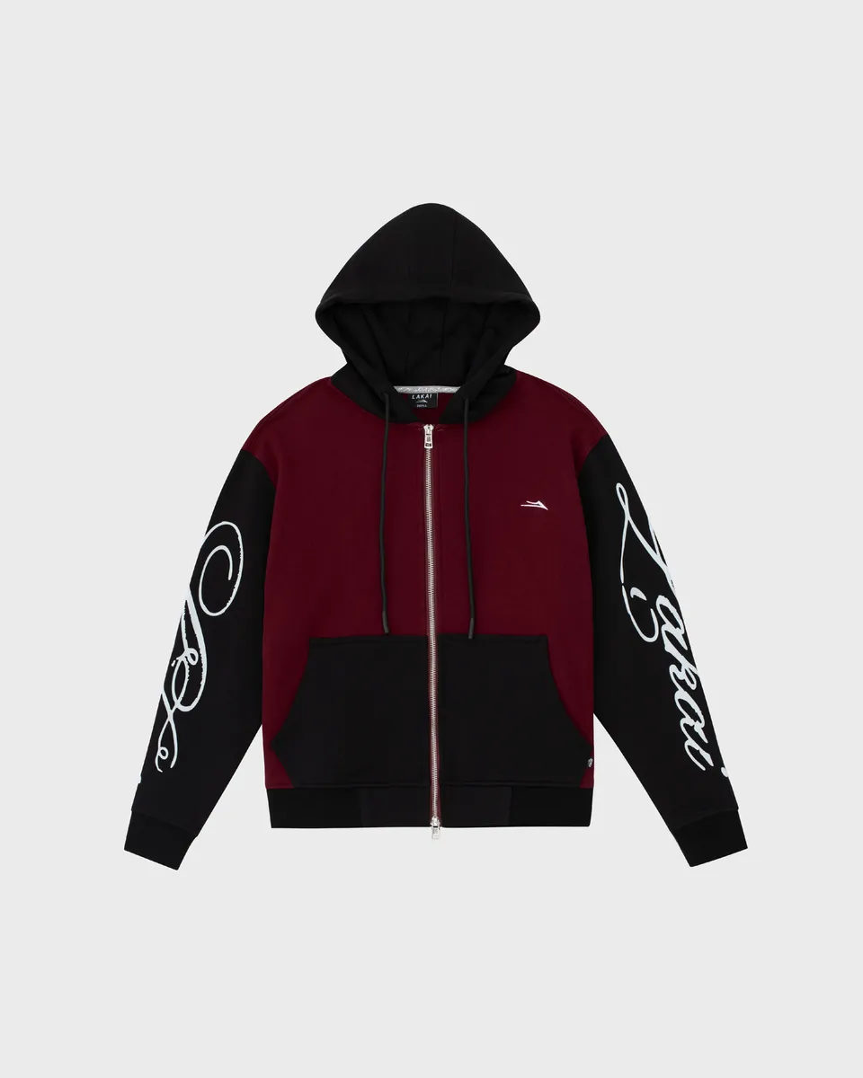 lakai-two-tone-zip-up-hoodie-red-dahlia-pirate-black image 1
